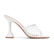 Witte Raffia Hakken met Net Amina Muaddi , White , Dames