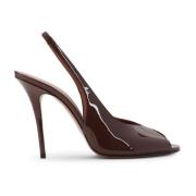 Chocolade Sling Patent Schoenen Amina Muaddi , Brown , Dames