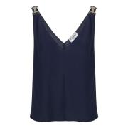 Blauwe crepe de chine top met kenmerkende details Iceberg , Blue , Dam...