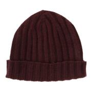 Rode Cashmere Geribbelde Beanie Hoed Hindustrie , Brown , Heren