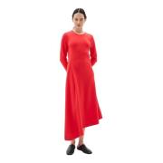 Elegante Asymmetrische Scharlaken Jurk InWear , Red , Dames