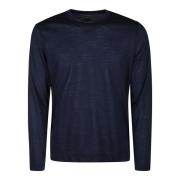 Wollen Crew Neck Sweater Fedeli , Blue , Heren