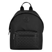 Iconische Zwarte Nylon Canvas Rugzak Philipp Plein , Black , Heren