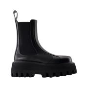 Zwarte Leren Rubberen Laarzen Slip-On Alexander McQueen , Black , Dame...