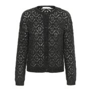 Donkergrijze Melange Cardigan met Knoopsluiting InWear , Black , Dames