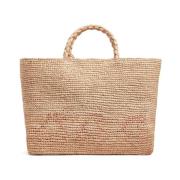 Natuurlijke Raffia Shopper voor Meisjes Bonpoint , Brown , Dames