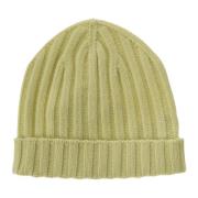 Gele Cashmere Ribgebreide Beanie Hoed Hindustrie , Yellow , Heren