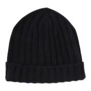 Blauwe Cashmere Geribbelde Beanie Muts Hindustrie , Blue , Heren