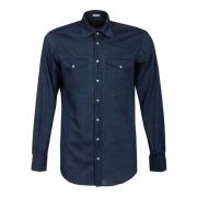 Blauw Katoenen Ronde Kraag Shirt Massimo Alba , Blue , Heren