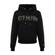 Zwarte Strass Logo Hoodie Sweatshirt Heron Preston , Black , Heren