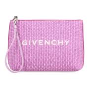 Raffia Clutch met leren details Givenchy , Pink , Dames