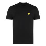 Geribbelde crew-neck T-shirt van katoen Versace , Black , Heren