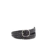 Zwart Gevlochten Leren Riem Anderson's , Black , Heren