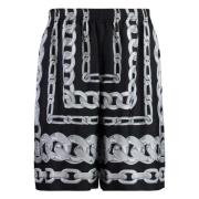 Zijden Medusa Chain Print Shorts Versace , Black , Heren