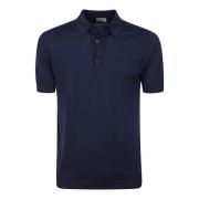 Blauwe Gebreide Poloshirt Korte Mouwen John Smedley , Blue , Heren