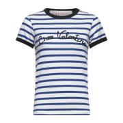 Gestreept Crewneck T-shirt Ivoor Katoen Valentino , Blue , Dames