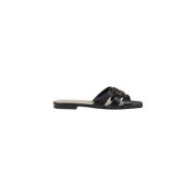 Zwarte leren slippers voor vrouwen Pinko , Black , Dames