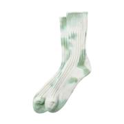 Geribbelde Tie Dye Crew Sokken RoToTo , White , Heren