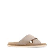 Bruin Cross-over Band Open Teen Sandaal Brunello Cucinelli , Brown , H...