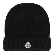 Wollen muts met omslagrand Moncler , Black , Dames