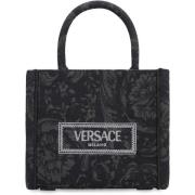 Barocco Jacquard Mini Tote Tas Versace , Black , Dames