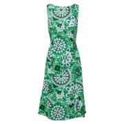 Gedrukte katoenmix midi-jurk Comma , Green , Dames