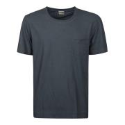 Blauw Katoenen T-shirt met Borstzak Massimo Alba , Blue , Heren