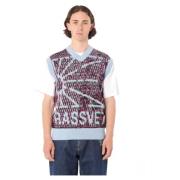 Camo Mouwloze Gebreide Jumper Vest Rassvet , Blue , Heren