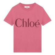 Korte mouwen ronde hals T-shirt Chloé , Pink , Dames