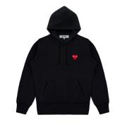 Rood Hart Logo Hoodie Zwart Comme des Garçons Play , Black , Heren