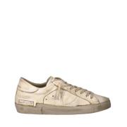 Witte Leren Sneakers Vintage Stijl Philippe Model , Beige , Heren