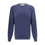 Navy Blue Crew Neck Sweater Brunello Cucinelli , Blue , Heren