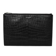 Pre-owned Leather clutches Yves Saint Laurent Vintage , Black , Dames