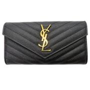 Pre-owned Leather wallets Yves Saint Laurent Vintage , Black , Dames