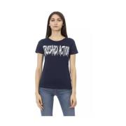 Blauw Katoenen Actie T-shirt voor Vrouwen Trussardi , Blue , Dames