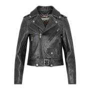 Biker Jacket in Zwart Golden Goose , Black , Dames