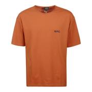 Oranje Katoenen T-shirt met Logo A.p.c. , Red , Heren