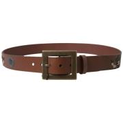 Elegante Leren Riem met Metalen Gesp Dolce & Gabbana , Brown , Heren