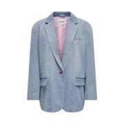 Lichtblauwe Denim Blazer met Roze Voering Only , Blue , Dames