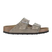 Studded Suède Leren Verstelbare Sandalen Birkenstock , Beige , Dames