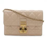 Pre-owned Leather wallets Dior Vintage , Beige , Dames