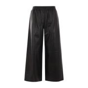 Zwarte leren cropped broek Arma , Black , Dames