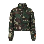 Camo Pufferjas Rits Logo Heron Preston , Green , Dames