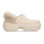 Stomp Gevoerde Klomp Stucco Crocs , Beige , Dames