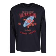 Lange Mouwen Katoenen T-Shirt met Voorkant Print Vilebrequin , Blue , ...