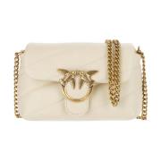 Nappa Leren Crossbody Tas Love Birds Pinko , Beige , Dames