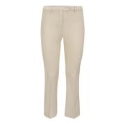 Stretch Katoenmix Broek met Uitlopende Onderkant Max Mara , Beige , Da...