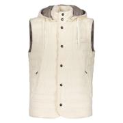 Afneembare capuchon bodywarmer met ganzendons Herno , White , Heren