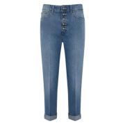 Blauwe Denim Jeans met Regular Fit Dondup , Blue , Dames