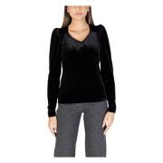 Zwart V-Hals Gebreide Kleding Herfst/Winter b.young , Black , Dames